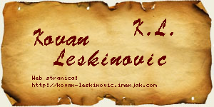 Kovan Leškinović vizit kartica